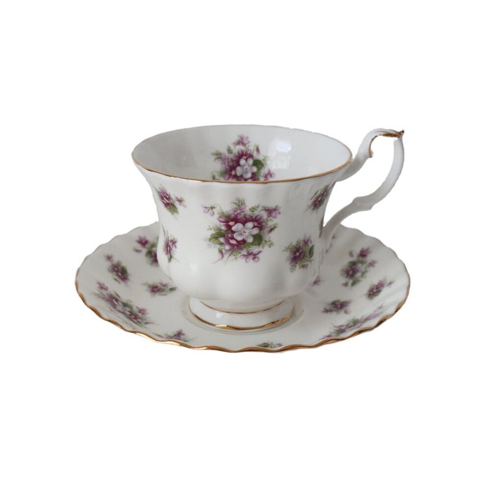 Royal Albert Vintage Teacup and Saucer Sweet Violets Tea Cup Floral English Bone